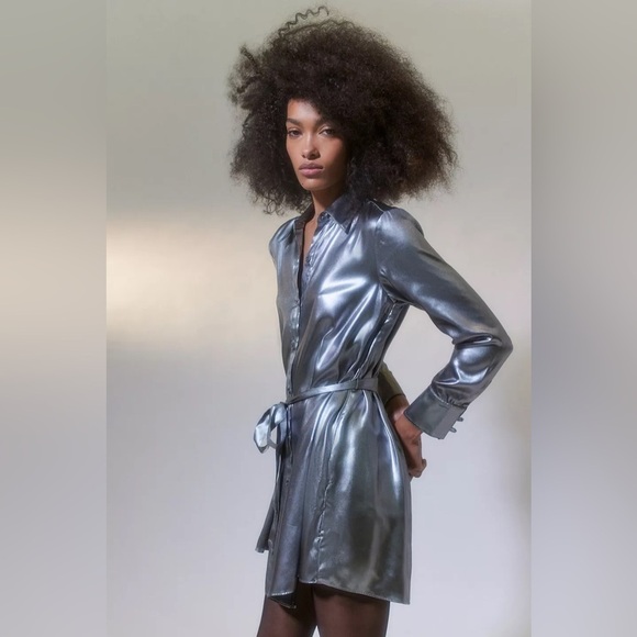 Urban Outfitters UO Midnight Strikes Metallic Mini Dress in Grey NWT size S - Picture 1 of 9